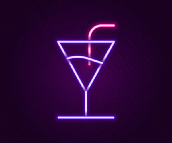 Zářící neonová čára Koktejl ikona izolované na černém pozadí. Barevný koncept. Vektor — Stockový vektor