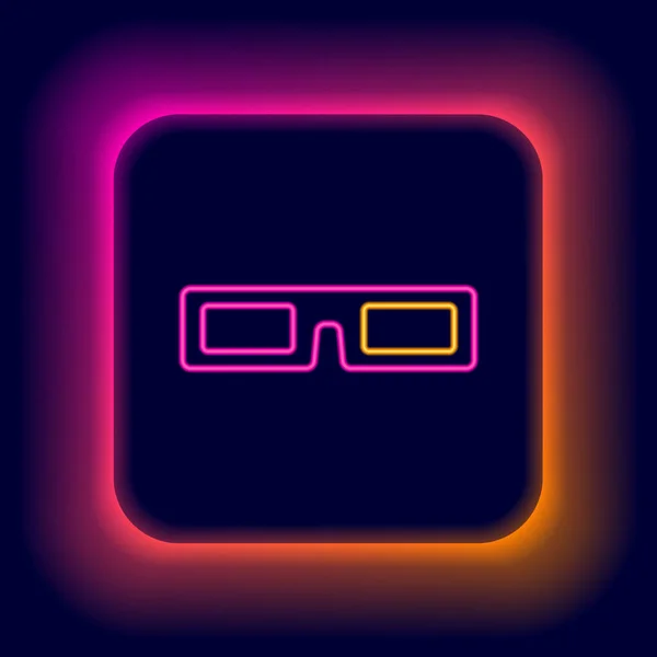 Glödande neon line Cinema glasögon ikon isolerad på svart bakgrund. Färgstarkt skisskoncept. Vektor — Stock vektor