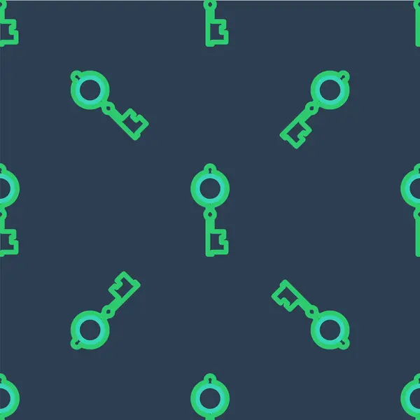 Čára Starý klíč ikona izolované bezešvé vzor na modrém pozadí. Vektor — Stockový vektor