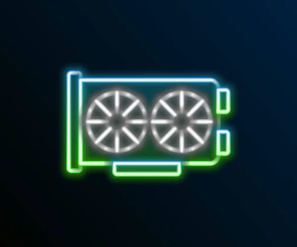 Gloeiende neon lijn Videokaart pictogram geïsoleerd op zwarte achtergrond. Kleurrijk concept. Vector — Stockvector