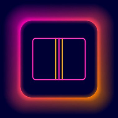 Parlayan neon hattı Tekstil kumaş rulo simgesi siyah arkaplanda izole edildi. Yuvarlan, paspas, halı, halı, halı ya da kağıt rulo ikonu. Renkli taslak konsepti. Vektör