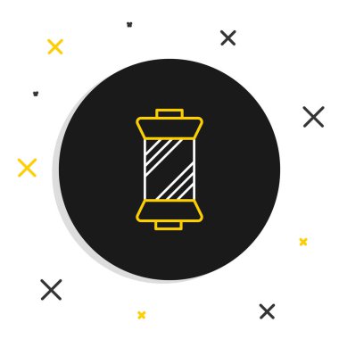 Beyaz arkaplanda izole edilmiş makara simgesine çizgi dikiş ipliği. İplik makarası. İplik kutusu. Renkli taslak konsepti. Vektör