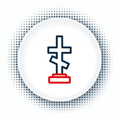 Beyaz arkaplanda çapraz simge izole edilmiş çizgi mezarı. Renkli taslak konsepti. Vektör