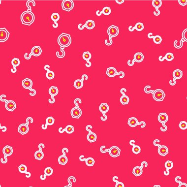 Çizgi El ölçekli yay mekanik ikonu kırmızı arkaplanda izole edilmiş pürüzsüz desen. Vektör