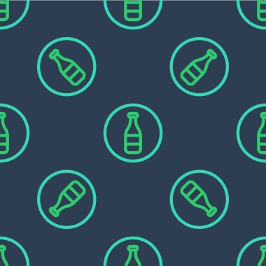 Çizgi Şişe simgesi mavi arkaplanda izole edilmiş kusursuz desen. Vektör