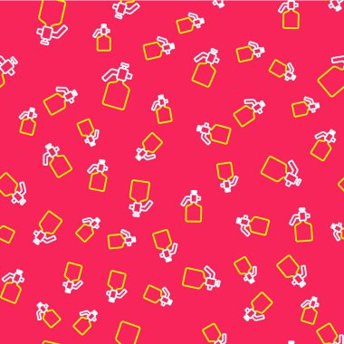 Çizgi boyası sprey tabancası ikonu kırmızı arka planda izole edilmiş kusursuz desen. Vektör