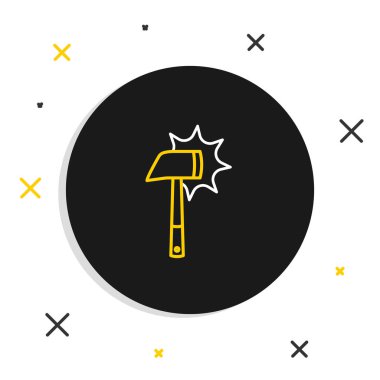 İtfaiyeci baltası simgesi beyaz arka planda izole edildi. Yangın baltası. Renkli taslak konsepti. Vektör