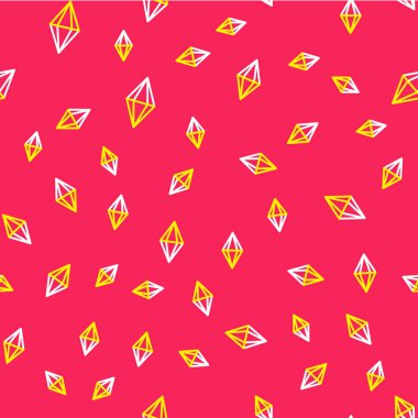 Çizgi taşı simgesi kırmızı zeminde izole edilmiş pürüzsüz desen. Mücevher sembolü. Elmas. Vektör