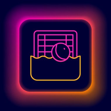 Parlayan neon hattı su polo ikonu siyah arka planda izole edildi. Renkli taslak konsepti. Vektör