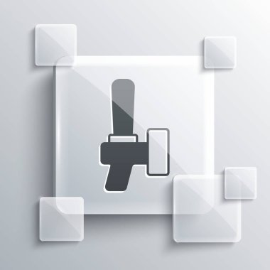 Gri arka planda gri bira ikonu izole edildi. Kare cam paneller. Vektör