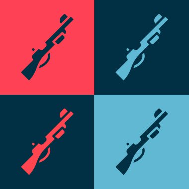 Pop Art Av Silahı ikonu renk arkaplanında izole edilmiş. Av tüfeği. Vektör
