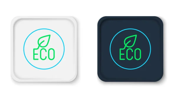 Icono símbolo Line Leaf Eco aislado sobre fondo blanco. Banner, etiqueta, etiqueta, logotipo, etiqueta para eco verde. Concepto de esquema colorido. Vector — Vector de stock