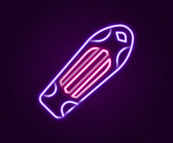 Világító neon vonal gördeszka ikon elszigetelt fekete háttérrel. Extrém sport. Sportfelszerelés. Színes vázlat koncepció. Vektor — Stock Vector