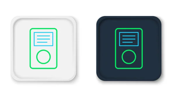 Значок музыкального проигрывателя выделен на белом фоне. Портативное музыкальное устройство. Красочная концепция контура. Вектор — стоковый вектор