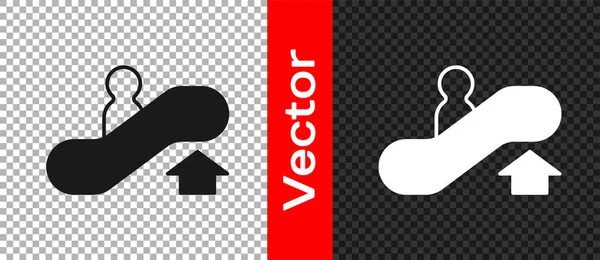 Черный эскалатор вверх значок изолирован на прозрачном фоне. Вектор — стоковый вектор
