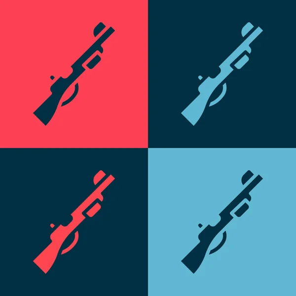 Pop art Hunting gun icon isolated on color background. Hunting shotgun. Vector — Stock Vector