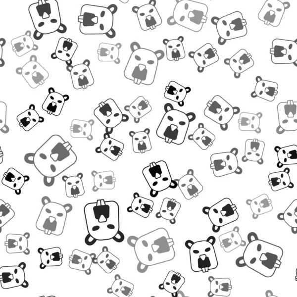 Svart bäver djur ikon isolerad sömlös mönster på vit bakgrund. Vektor — Stock vektor