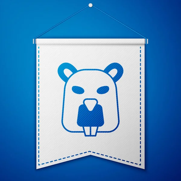 Blue Beaver animal icon isolated on blue background. White pennant template. Vector — Stock Vector