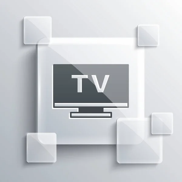 Ikon Grey Smart Tv diisolasi pada latar belakang abu-abu. Tanda televisi. Panel gelas persegi. Vektor - Stok Vektor