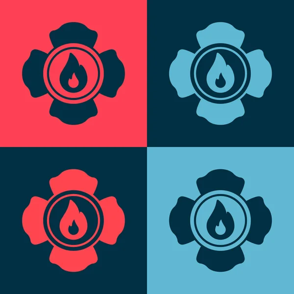 Pop art Firefighter icon isolated on color background. Vector — Stock Vector