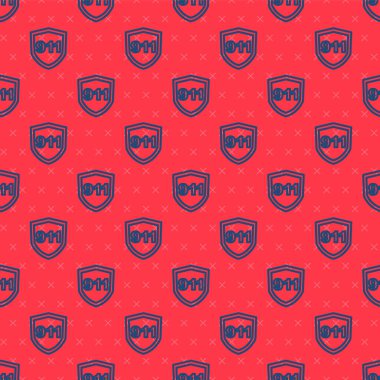 911 ikonunu acil durum telefonuyla ara. Kırmızı arkaplanda kusursuz bir iz var. Polis, ambulans, itfaiye, çağrı, telefon. Vektör