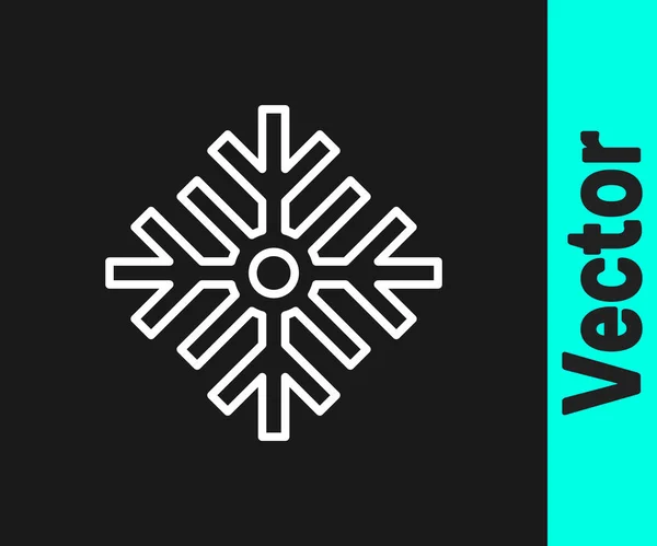 Línea blanca Icono de copo de nieve aislado sobre fondo negro. Feliz Navidad y Feliz Año Nuevo. Vector — Vector de stock