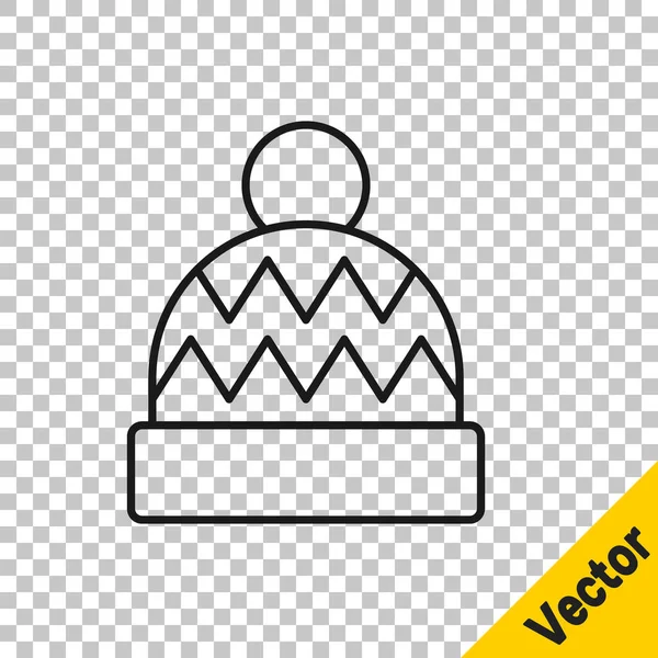 검은 선베니 모자 아이콘은 투명 한 배경에 분리되어 있다. Vector — 스톡 벡터