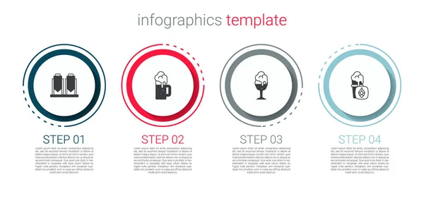 Sörfőzési folyamat, Fa sörösbögre, Üveg és. Üzleti infografikai sablon. Vektor — Stock Vector