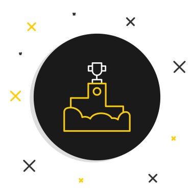 Beyaz arka planda izole edilmiş spor ödüllü podyum ikonu. Renkli taslak konsepti. Vektör