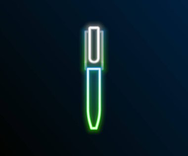 Parlayan neon çizgi simgesi siyah arkaplanda izole edildi. Renkli taslak konsepti. Vektör