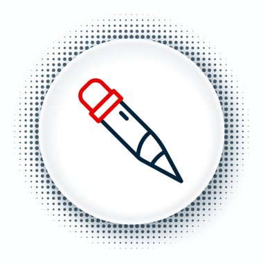 Silgi simgesine sahip satır kalem beyaz arkaplanda izole edildi. Çizim ve eğitim araçları. Okul sembolü. Renkli taslak konsepti. Vektör