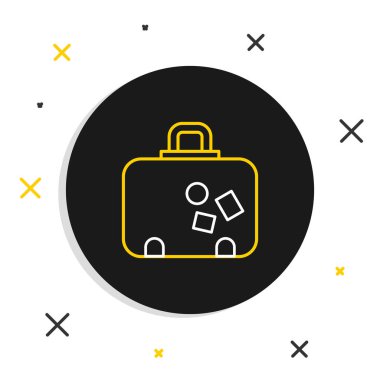 Seyahat simgesi için satır çantası beyaz arkaplanda izole edildi. Seyahat bagaj tabelası. Seyahat bagaj ikonu. Renkli taslak konsepti. Vektör