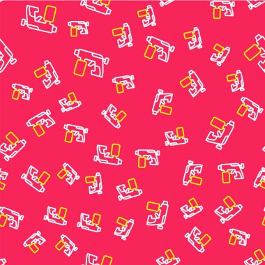 Çizgi boyası sprey tabancası ikonu kırmızı arka planda izole edilmiş kusursuz desen. Vektör