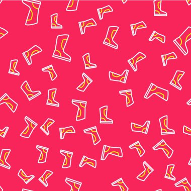 Çizme Ateş çizmeleri simgesi kırmızı arkaplanda izole edilmiş. Vektör