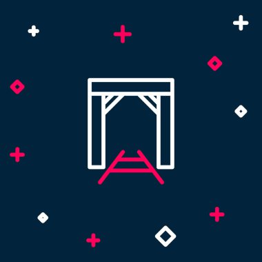 Hat Mayın giriş simgesi mavi arkaplanda izole edildi. Renkli taslak konsepti. Vektör