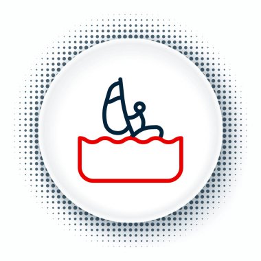 Windsurfing çizgisi simgesi beyaz arkaplanda izole edildi. Renkli taslak konsepti. Vektör