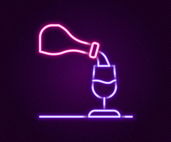 Zářící neonová linie Ochutnávka vín, degustační ikona izolovaná na černém pozadí. Sommelier. Voní po víně. Barevný koncept. Vektor — Stockový vektor