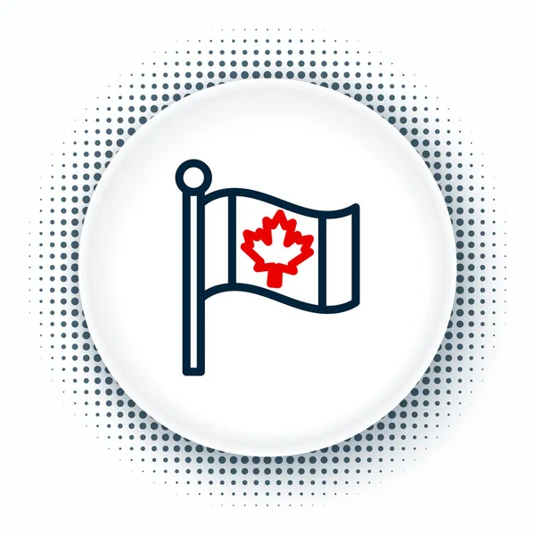 Иконка Line Flag of Canada выделена на белом фоне. Флаг Северной Америки на флагштоке. Красочная концепция контура. Вектор — стоковый вектор