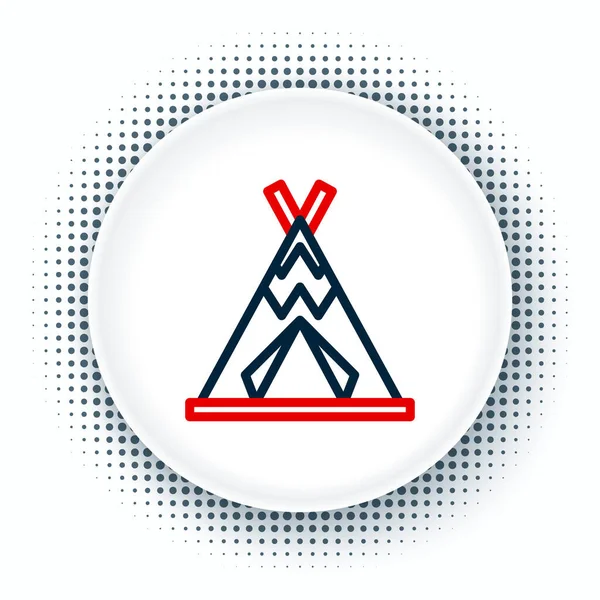 Línea Tradicional indio tipi o wigwam icono aislado sobre fondo blanco. Tienda india. Concepto de esquema colorido. Vector — Archivo Imágenes Vectoriales