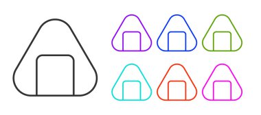 Siyah çizgi suşi simgesi beyaz arkaplanda izole edildi. Geleneksel Japon yemekleri. Simgeleri renklendirin. Vektör