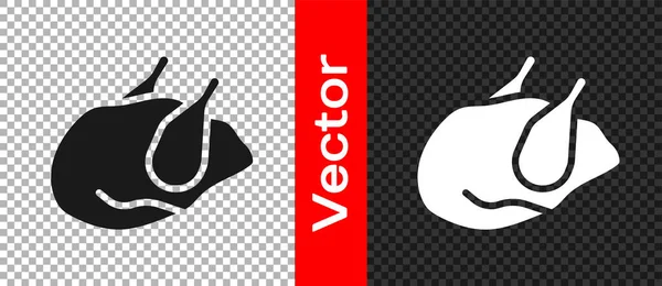 Zwarte geroosterde kalkoen of kip pictogram geïsoleerd op transparante achtergrond. Vector — Stockvector