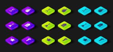 Sulama tenekesi, havuç, toprağı kürek, çiftlik evi, gübre ve bahçe makası ikonu için bahçe spreyi. Vektör