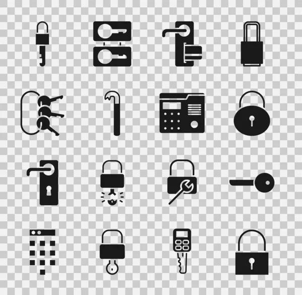 Set Lock Key Digital Door Lock Crowbar Bunch Keys Locked — стоковый вектор