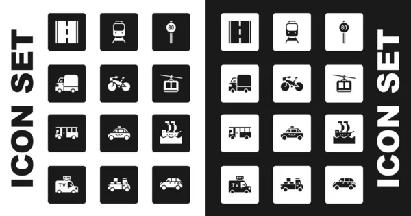 Réglage Limite Vitesse Trafic Vélo Camion Cargo Livraison Route Câble — Image vectorielle