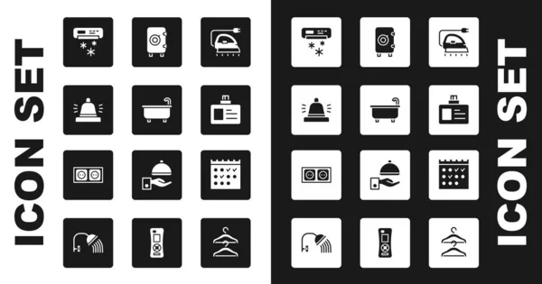 Set Plancha Eléctrica Bañera Campana Servicio Del Hotel Aire Acondicionado — Archivo Imágenes Vectoriales
