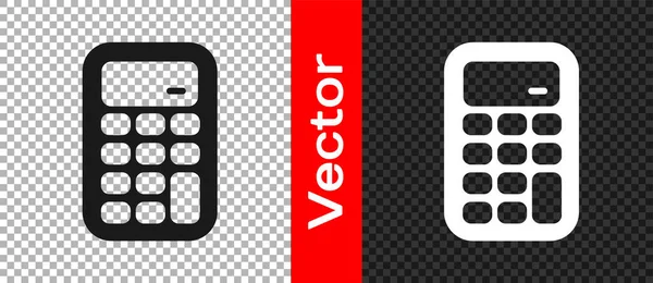 Icono de la calculadora negra aislado sobre fondo transparente. Símbolo contable. Cálculos de negocio matemáticas educación y finanzas. Vector — Vector de stock