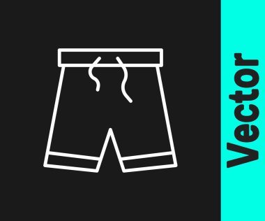 Beyaz çizgi yüzme şortu simgesi siyah arkaplanda izole edildi. Vektör