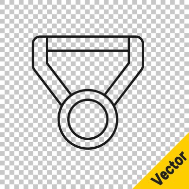 Şeffaf arkaplanda siyah çizgi madalya simgesi izole edildi. Kazanan sembol. Vektör