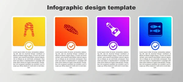 Set Rybí steak,, Sojová omáčka láhev a konzervované ryby. Obchodní infografická šablona. Vektor — Stockový vektor