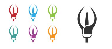 Beyaz arkaplanda siyah zambak ikonu izole edilmiş. Simgeleri renklendirin. Vektör.